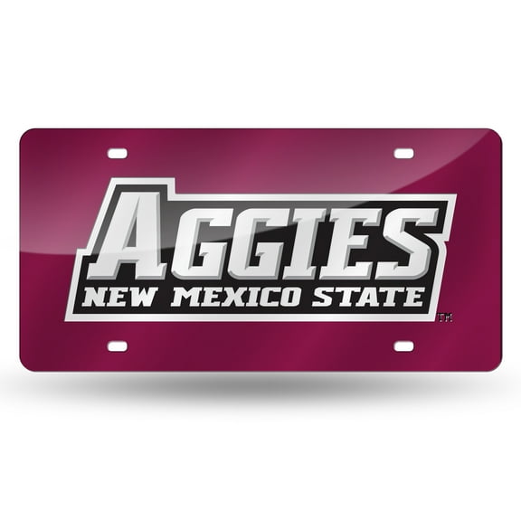 New Mexico State Aggies Maroon Mirrored Laser Cut License Plate Laser Tag