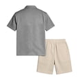 thumbnail image 6 of Mens 2 Piece Sets Short Sleeve Button Down Shirt Mesh Short with Pocket Casual Summer Beach Vacation Outfit Gray 2XL, 6 of 7