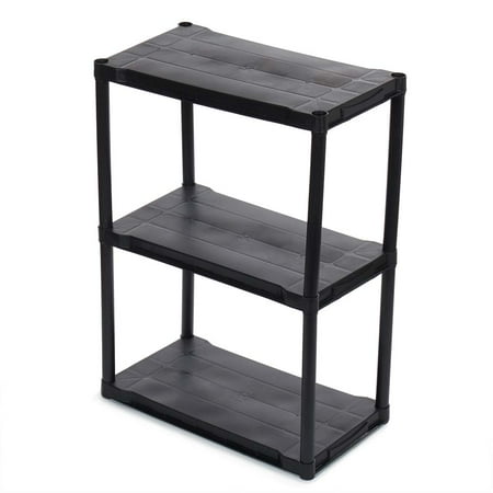 Home Basics 3 Tier Plastic Shelf, (38-inch), Black