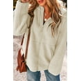 thumbnail image 3 of Women's Beige Fleece Zip Up Hooded Jacket with Pocket | [ZhiHiMeRi] | (US 12-14)L, 3 of 12
