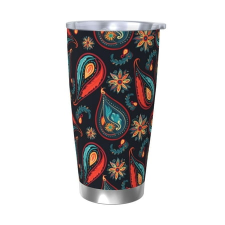 

Salouo Paisley1 Print 20oz Tumbler with Lid Stainless Steel Vacuum Insulated Tumbler Durable Insulated Coffee Mug Thermal Cup with Splash Proof Sliding Lid-Without Straw