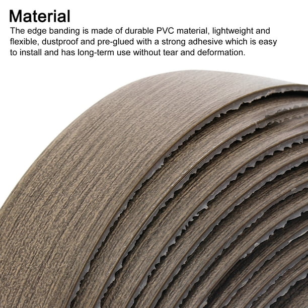 Black PVC Edge Banding 24.6ft - 1-1/8 Inch Pre-Glued Furniture Edge Trim For DIY Repair