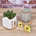 thumbnail image 6 of Unique Bargains Round Plastic Cork Plant Mat Yellow 4pcs Brown 3.98", 6 of 6