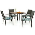 thumbnail image 4 of Resenkos Patio Dining Sets,Patio Furniture Sets,5 Pieces Patio Dining Set 4 Cushioned Rattan Armchairs and Square Table, 4 of 12