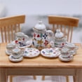 thumbnail image 2 of 15Pc Flower Pattern Minis Teapot Cup Plate Dollhouses Kitchen Accessories 1:12 Dollhouses Miniature Porcelain Teacup Set, 2 of 7