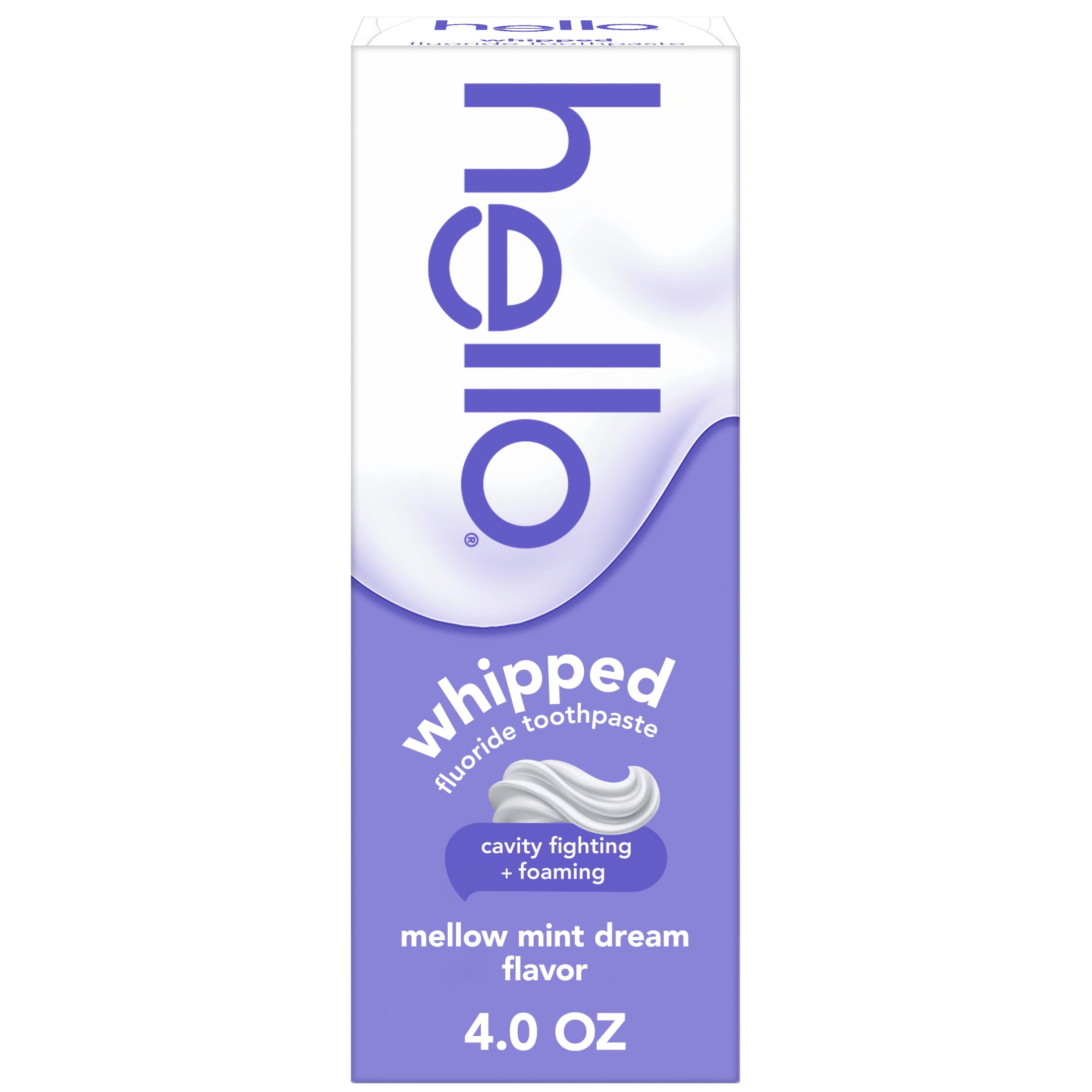 Hello Whipped Fluoride Toothpaste, Minty Foam Toothpaste, Mellow