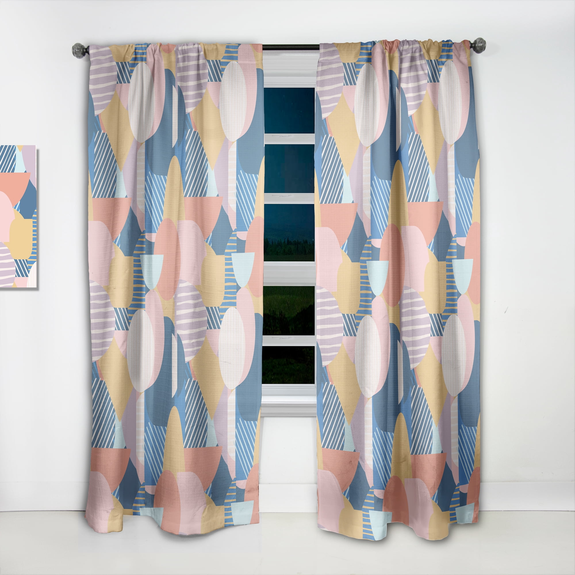 Designart 'Geometrical Modern Shapes Pattern' Mid-Century Modern Curtain Panel