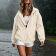 thumbnail image 4 of Edvintorg Womens Rain Jacket Solid Color Zip up Waterproof Raincoat Outdoor Long Sleeve Hooded Windbreaker with Pocket Womens Clothes Beige S-2XL, 4 of 8