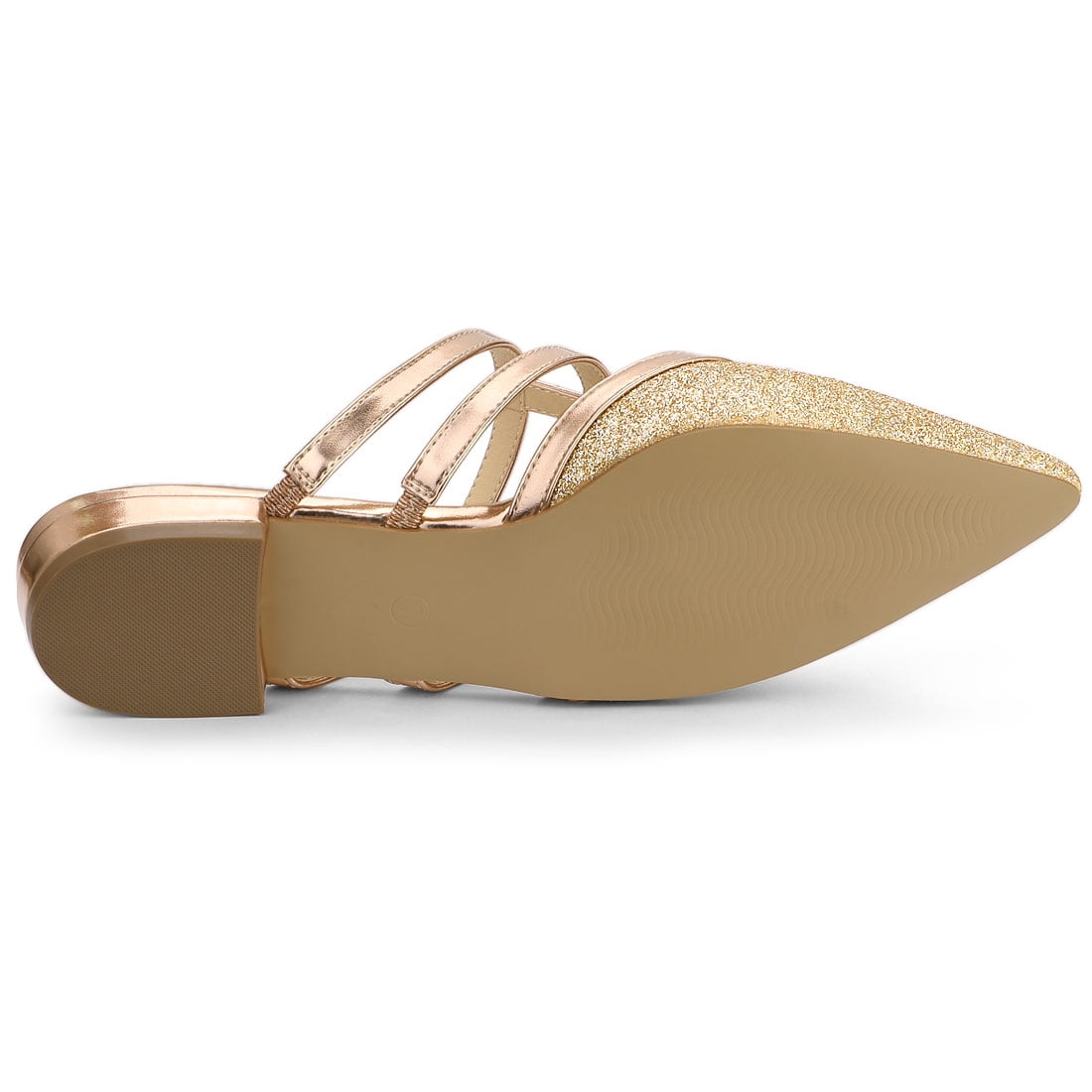 DARING DIVA Women's Glitter Pointed Toe Flats Mules Gold 7