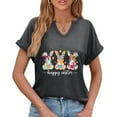 thumbnail image 4 of Corto para las Mujeres Casual Verano 2025 Pascua Impresión V-Cuello Camiseta, Ligero 95% Poliéster 5% Spandex Top para Toda la Temporada Hogar Y Diario, 4 of 7