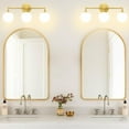 thumbnail image 3 of 3-Light Bathroom Light Fixture, Brass Gold Bathroom Lights, Mid-Century Bathroom Lights Over Mirror, Dimmable Wall Sconces Bathroom Lights with Frosted Milk Globe Glass, G9 Base C98, 3 of 3