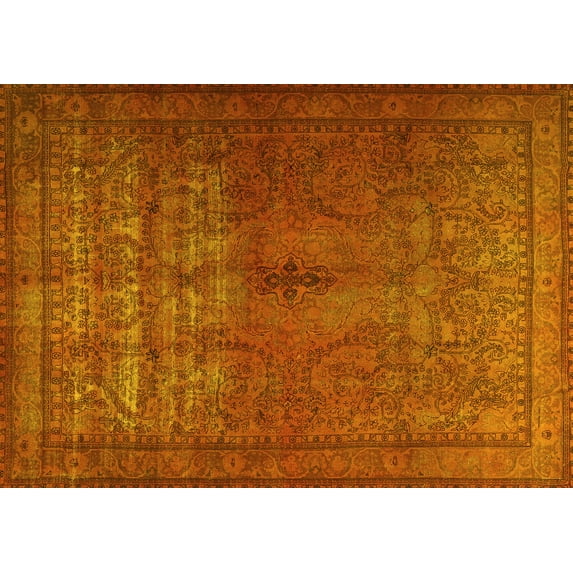 Ahgly Company Machine Washable Indoor Rectangle Persian Yellow Traditional Area Rugs, 2' x 3'
