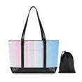 thumbnail image 7 of FORMRS Canvas Laptop Tote Bag for Women with 15.6" Computer Compartments Shoulder Handbag, Light Blue Stripes, 7 of 7