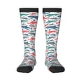 thumbnail image 2 of Picia Women Crew Soft Moisture-wicking Socks Colorful Shark Pattern Design Cotton Socks, One Size fit All, 2 of 9