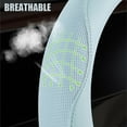 thumbnail image 3 of Light Blue Steering Wheel Cover, Advanced Microfiber Leather Non-Slip Breathable Fabric, Warm in Winter and Cool in Summer, Universal 15 inch, 3 of 8