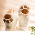 thumbnail image 4 of Yuanlong Womens Gloves Bear Paw Printed Flip Cover Cartoon Mittens Winter Cute Thermal Handwear Fingerless Gloves, 4 of 9
