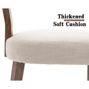 Guyou Dining Chairs Set of 4, Mid-Century Modern Linen Upholstered Kitchen Chairs with Curved Backrest, Wooden Side Chairs for Dining Kitchen Living Room Bedroom, Beige