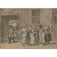 thumbnail image 2 of Samuel Hieronymus Grimm 18x14 Gold Ornate Wood Frame and Double Matted Museum Art Print Titled - Departure from a French Inn; an Illustration for Sterne's Sentimental Journey (1775), 2 of 4