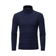 thumbnail image 1 of Qarigey Ropa interior térmica para hombre, Tops de cuello alto, jersey de manga larga, , cómodo, para invierno, para el hogar, la oficina y Camisetas Azul oscuro, 1 of 6