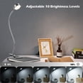 thumbnail image 4 of Lámpara de clip LED Lámpara de escritorio con clip Mesa de lectura Cama con adaptador Ajuste de brillo que cuida los ojos para la oficina y el hogar 360° Flexible Plata, 4 of 5
