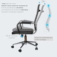 thumbnail image 4 of Eclife High Back Office Chair Ribbed Leather Chrome Base Swivel Upholstered Height & Tilt Adjustable with Arm Sleeves Executive Meeting Conference Chair in Black, 4 of 5