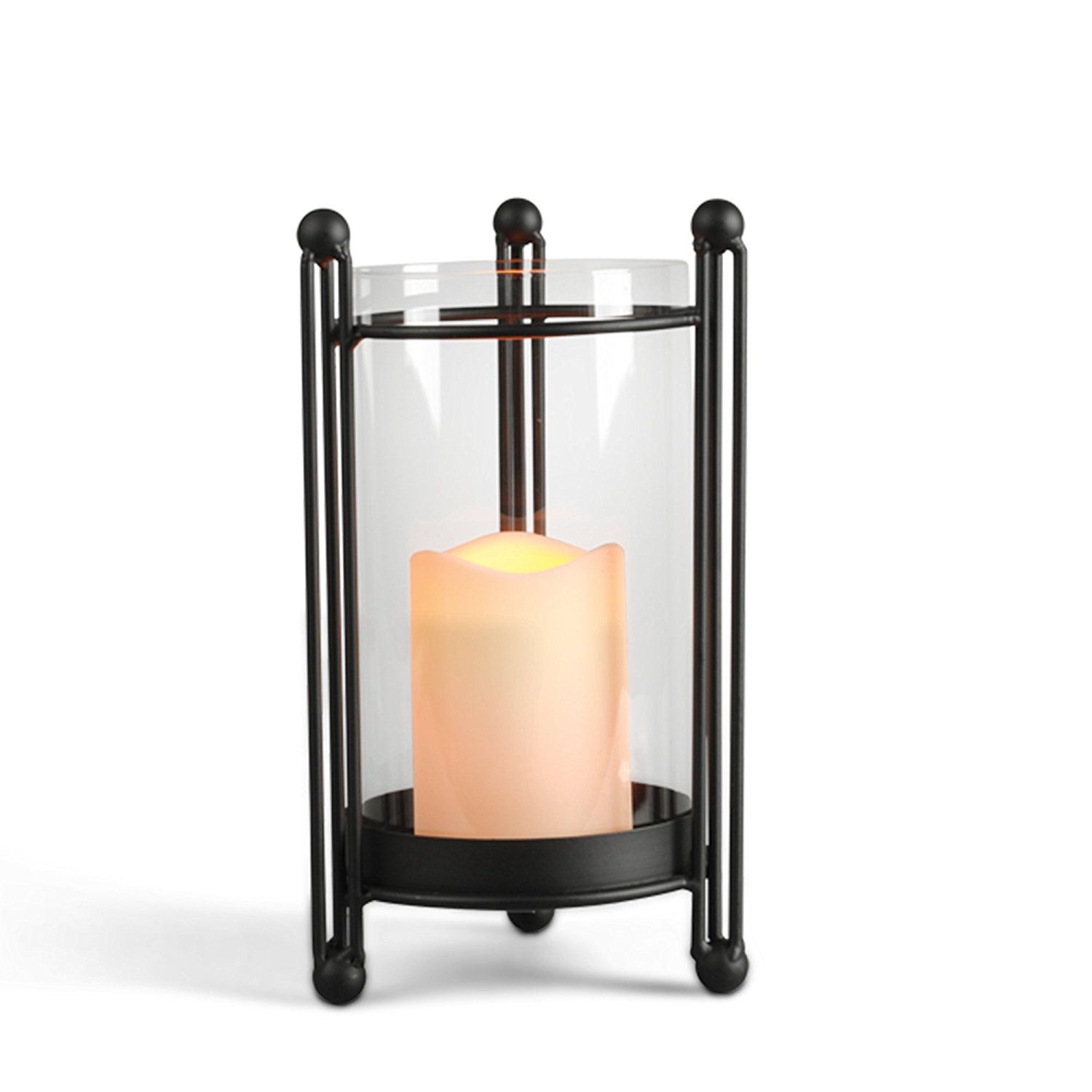 Gerson Everlasting Glow Black Metal Table Top Candle Holder with LED