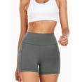 thumbnail image 3 of NELEUS Womens 4" Spandex Booty Shorts Yoga Workout Athletic Shorts High Waist with Pockets,Gray,US Size XL, 3 of 9