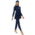 thumbnail image 4 of IBTOM CASTLE Modest Muslim Islamic Long Sleeve Burkini for Women Full Cover Swim Rashguard Hijab Swimsuit Bathing Suit 3XL Navy Blue, 4 of 8