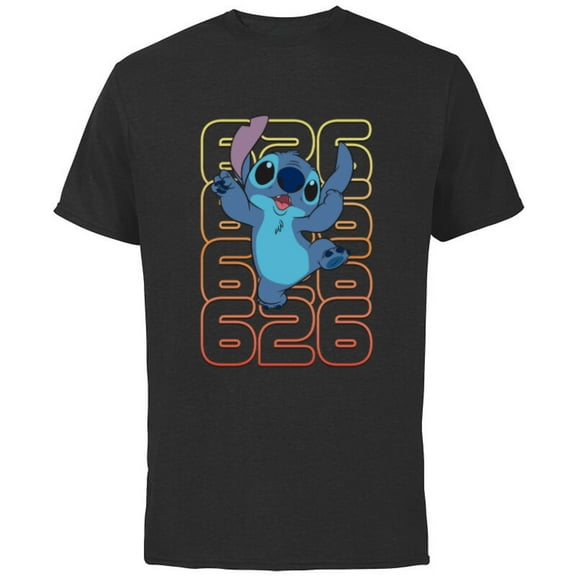 Disney Lilo and Stitch Experiment 626 - Short Sleeve Cotton T-Shirt for Adults - Customized-Black