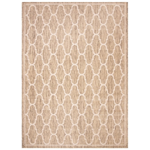 SAFAVIEH Courtyard Eustacia Geometric Indoor/Outdoor Area Rug, Brown/Beige, 9' x 12'6"