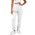 thumbnail image 3 of Inverlee Women's Elastic Cuff Jogger Sweatpants High Waist Drawstring Soft Athletic Workout Pants White XL, 3 of 9