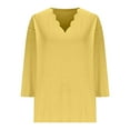 thumbnail image 2 of Kukoosong Women's Base Layer Tops Fall 3/4 Sleeve Deep V-neck Pullover Top, 2 of 5