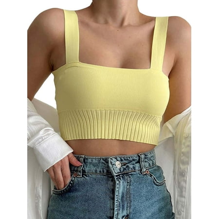 

Franhais Women s Summer Skinny Sling Vest Solid Color Sleeveless Backless Knitted Camisole