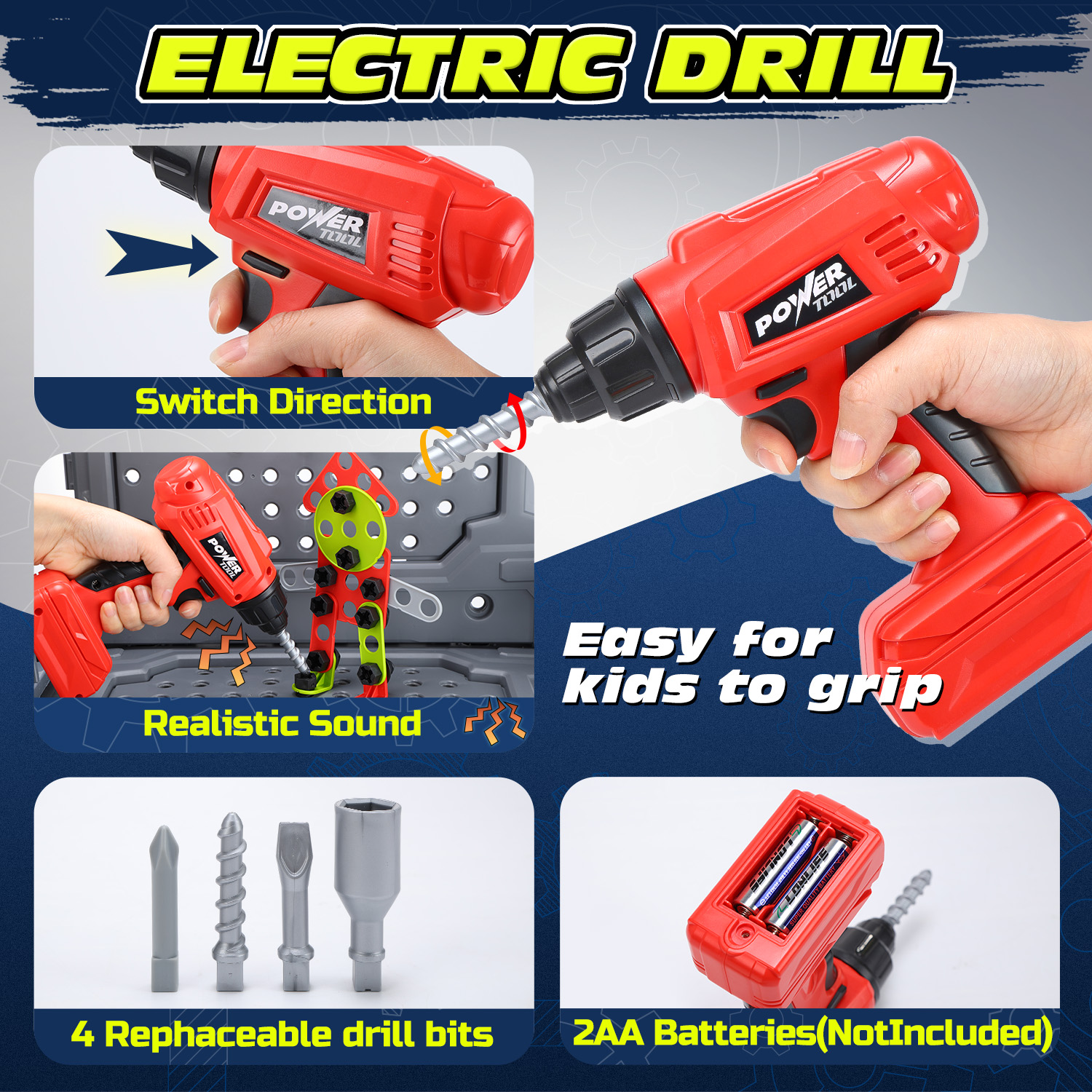 JoyStone 2-in-1 Kids Tool Bench with Electric Drill photo 3
