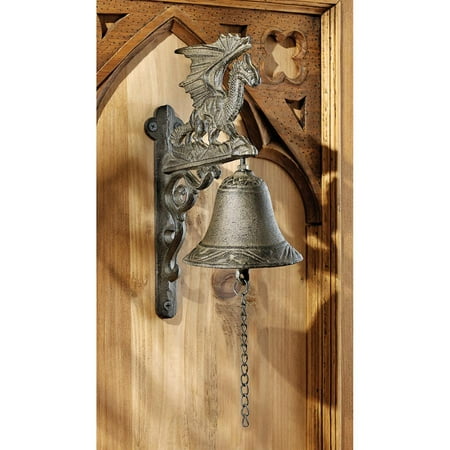 Silver Gothic Dragon - Design Toscano Dragon of Murdock Manor Gothic Iron Bell: Set of Two