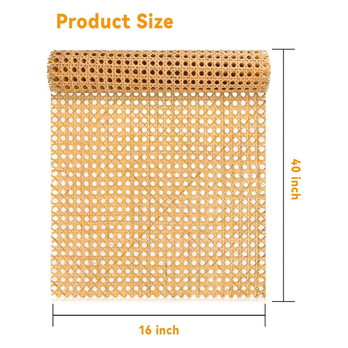 16-Inch Wide Natural Rattan Webbing 40-Inch Long (3.3 Ft.) Rattan Webbing Rolls for Furniture,Chairs, Cabinets,Ceilings