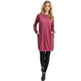 thumbnail image 4 of Women's Long Sleeve Pullover Sweatshirt Dress, BURGUNDY, L, 4 of 5