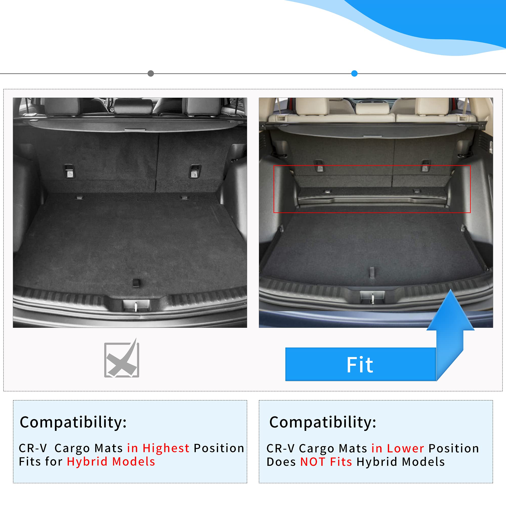 RVNI Floor Mats liner For 2017-2022 Honda CR-V Cargo Liner 3D TPE Rubber