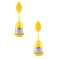 thumbnail image 1 of Oleegame 2PC Produce Storage Tea Infuser ，Silicone Handle Stainless Steel Strainer with Drip Tray Yellow, 1 of 3