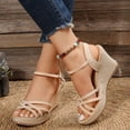 thumbnail image 2 of Rokment Women's Wedges Dressy Sandals 2026 Summer Fashion Casual Glitter Rhinestones Charms Espadrilles Platform Chunky High Heels Dress Sandal for Bride Wedding Ladies Beige Size 6.5, 2 of 7
