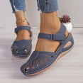thumbnail image 6 of Womens Sandals Summer New Large Size Daily Hollow Bun Midheel Paste Women's Wedge Sandals, 6 of 7