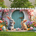 thumbnail image 6 of Cute Bunny Easter Banner Colorful Easter Eggs Spring Backdrop Spring Floral Garden Rabbit Display for Easter Party Spring Celebration Photo Backdrop, 6 of 9