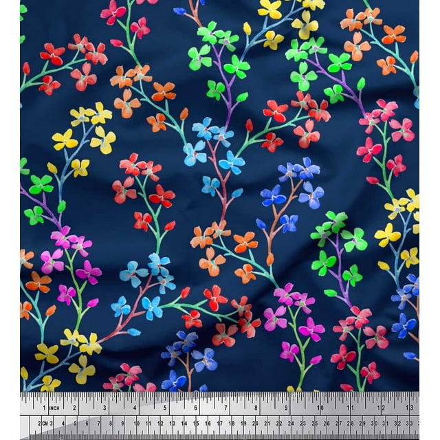 Soimoi Cotton Poplin Fabric Lilac Floral Decor Fabric Printed Yard 56 Inch Wide