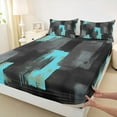 thumbnail image 3 of jejeloiu Vintage Geometric Design Twin Sheet Sets,Black Cyan Graffiti Bedding For Adult 3pcs, 3 of 7