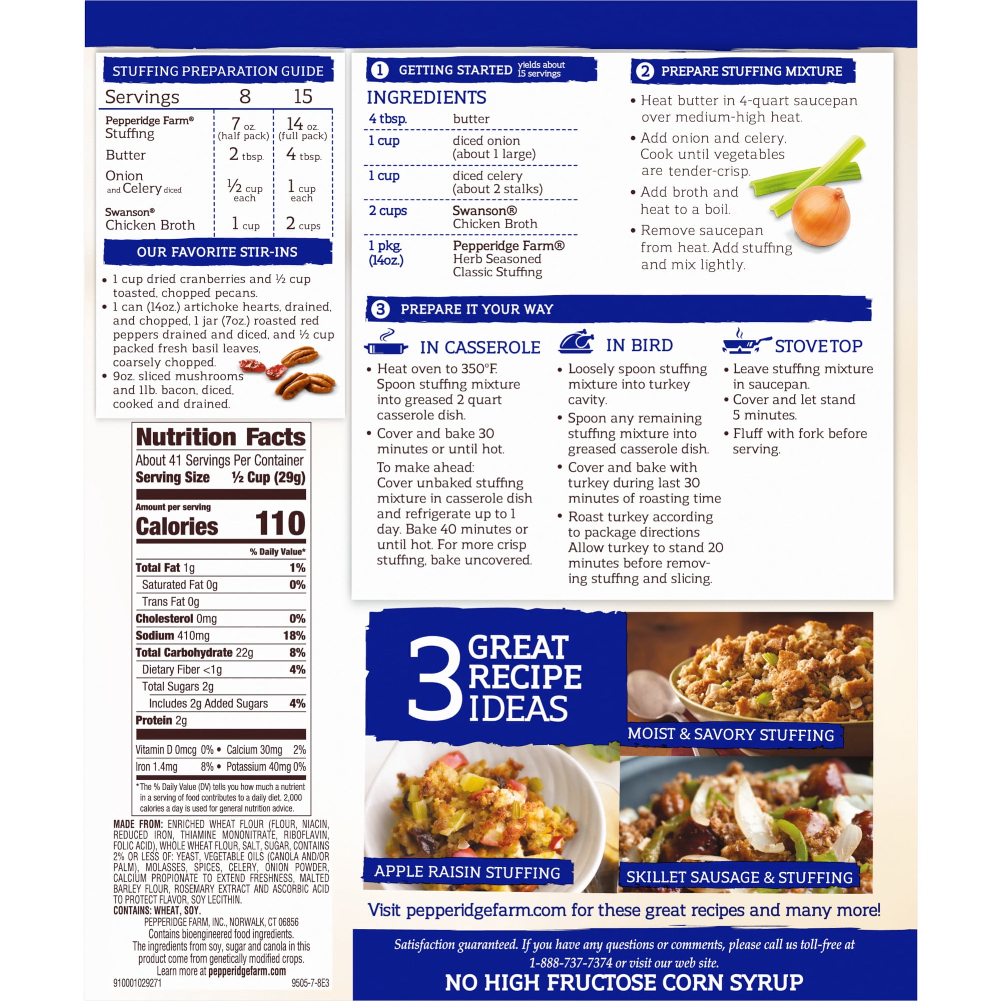 Pepperidge Farm Herb Seasoned Classic Stuffing, 14 oz. Bags, 3-Pack Box