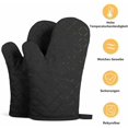 thumbnail image 2 of Guantes de horno antideslizantes premium (juego de 2) hasta 240 °C - silicona Guantes de parrilla extremadamente resistentes al calor Guantes de barbacoa Negro Jormftte LL-1033-1, 2 of 6