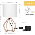 thumbnail image 3 of Rose Gold Bedside Nightstand Lamp Hollow Base with Fabric Shade, 3 of 7