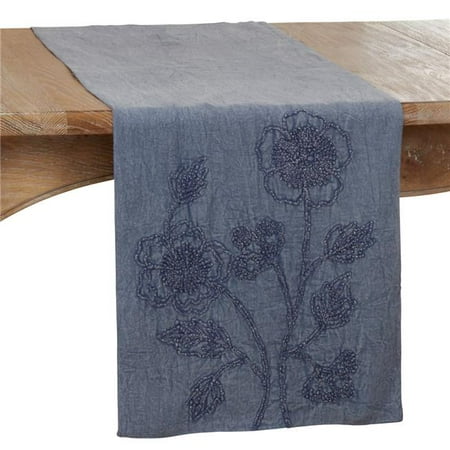 

SARO 683.DN1672B Stone Washed Table Runner with Floral Design