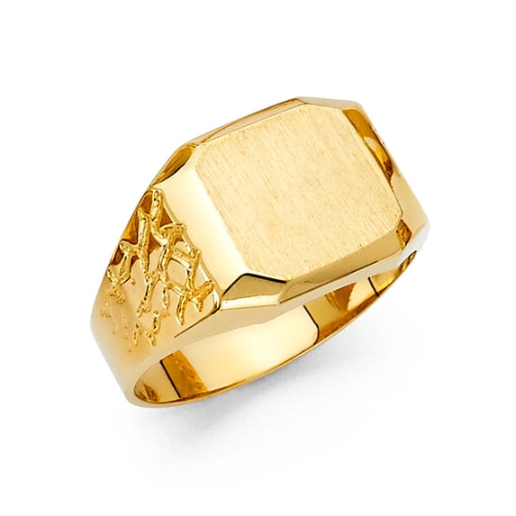 Solid 14k Yellow Gold Mens Engravable Signet Ring Size 10