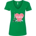 thumbnail image 3 of Inktastic Let's Go to Paris with Pink Heart and Eiffel Tower Women's V-Neck T-Shirt, 3 of 5